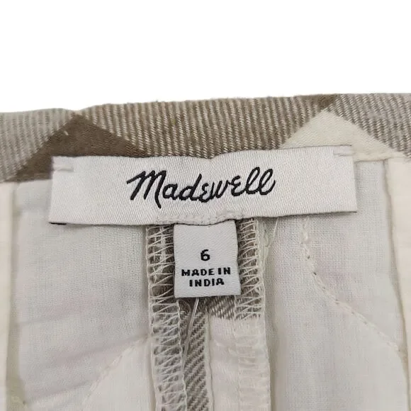 Madewell Flannel Mini Skirt Womens 6 Green Gingham Check Quilted Button Cotton - Picture 9 of 10